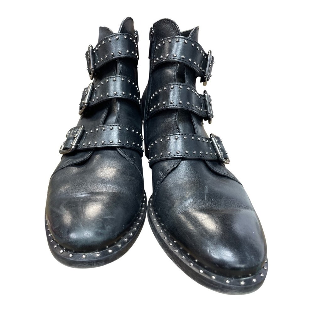 Paul Green Womans Black leather studed moto ankle boots sz 5.5 SKU 9631 - Picture 10 of 16